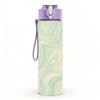 1PC Light Mint Swirl Marble Texture Print 750ml Color Plastic Sports Water Bottle Leakproof Flip Straw Lid Suitable for Sports Office Home Use