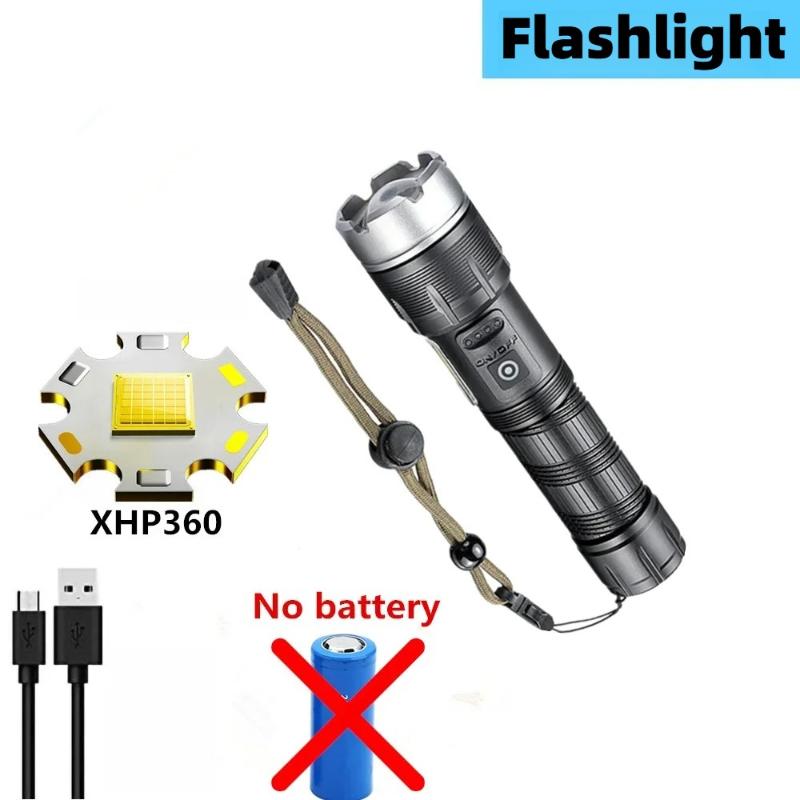 5000mAh Hochleistungs-XHP360 LED-Taschenlampe Superhelle 36-Kern-Taschenlampe USB Wiederaufladbare Zoomfähige Laterne für Camping Jagd
