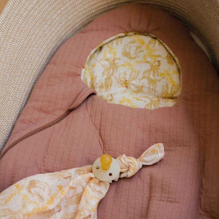 Nid d'ange réversible uni / motif Safari Rose Blush 0-3 mois