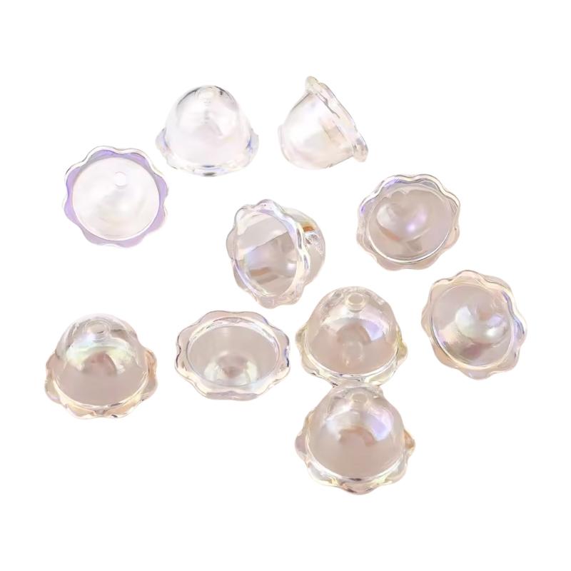 10pcs Multiple Petal Flower Acrylic Bead Caps Adornment for DIY Jewelry Making and Colorful Wind Bell Accessories