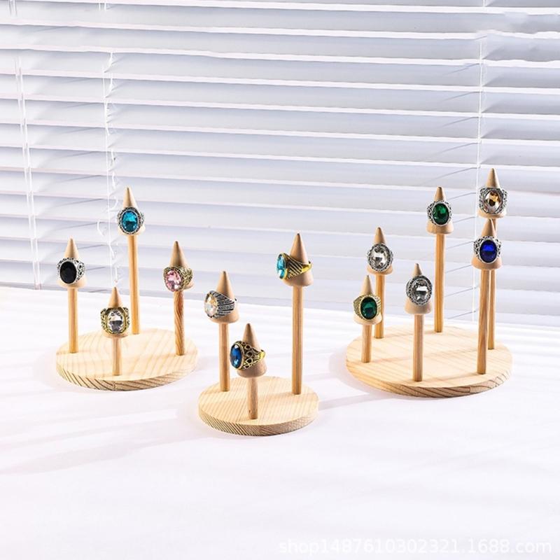 Sturdy Solid Wood Jewelry Display Stand Accessory for Rings Watches Bangles Organizers Storage Tray Showcase Prop