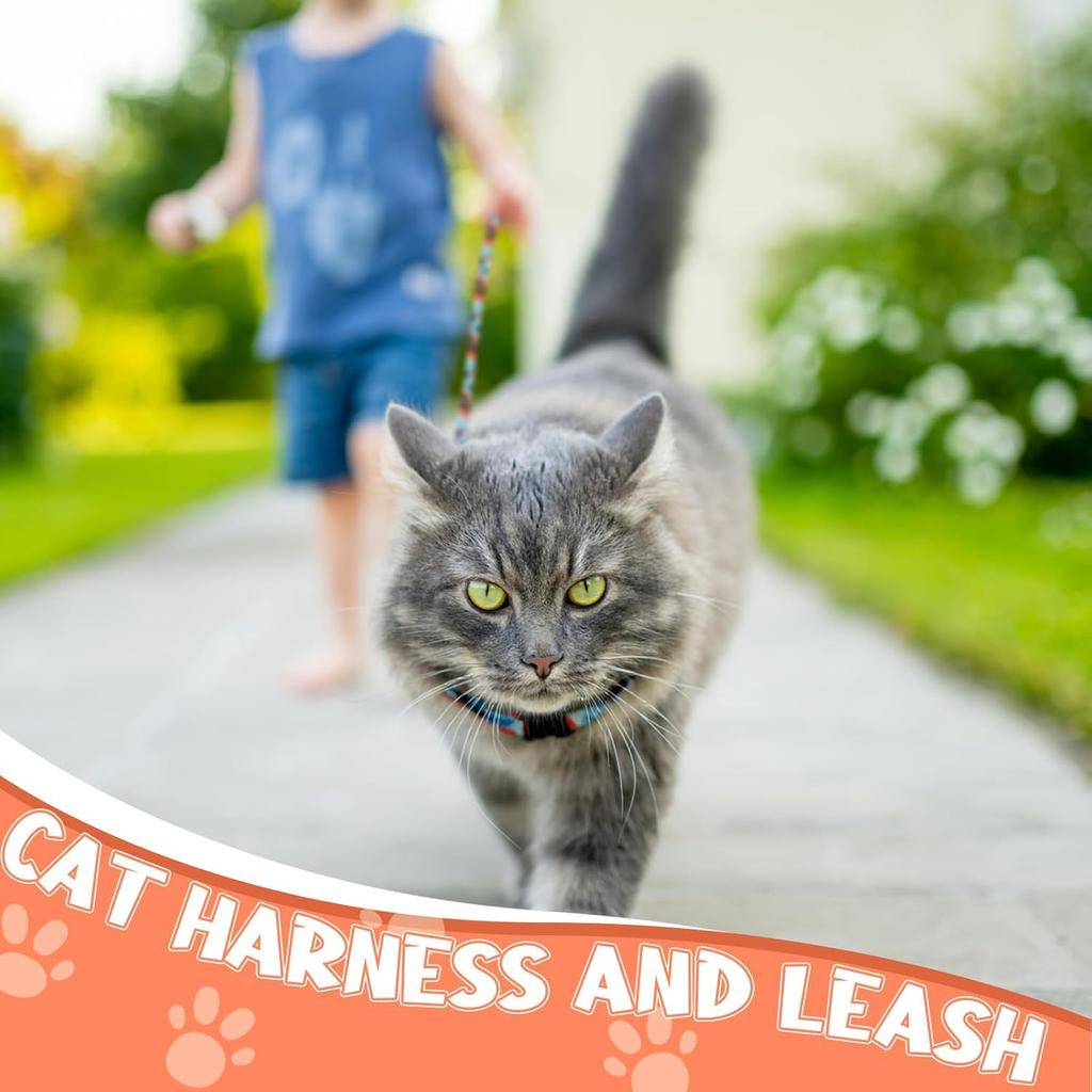 2 Pack Cat Harness and Leash Set, Escape Proof Adjustable Kitten Harness with Leash Collar Lightweight Soft and Comfortable for Small Medium Cats