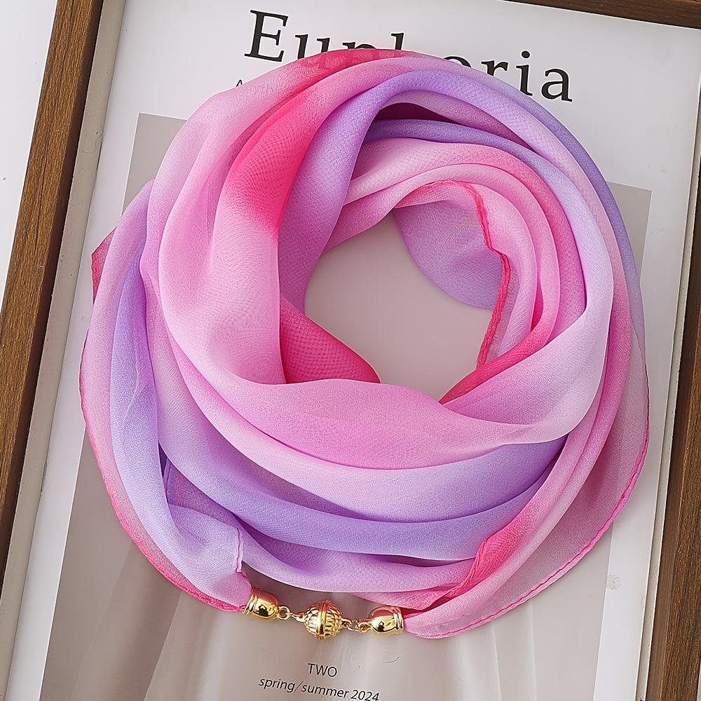 Women's Silk Scarf Gradient Color Chiffon Scarf Neck Protection Scarf Square Scarf Fashionable Commuting