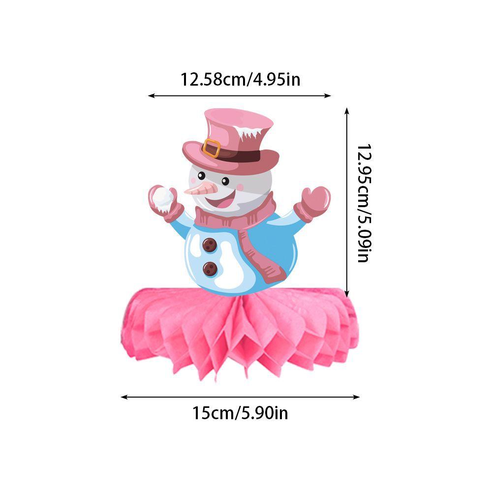 New Style, Christmas Theme, Cartoon, Pink Blue, Snowflake Snowman, Desktop Honeycomb Ornament, Party Decoration Supplies