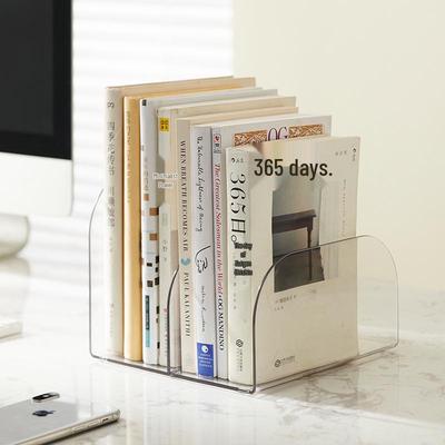 Transparent Acrylic Book Stand & Office File Organizer with Three Compartments