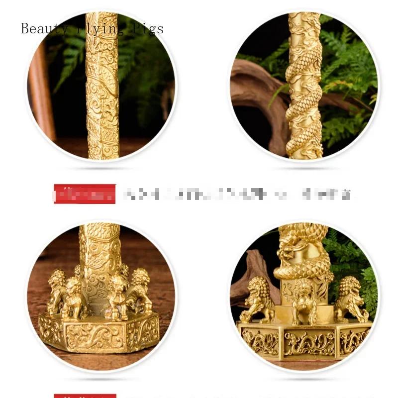 1PCS Brass Ornamental Column Column Decoration Chinese Loong Column Home and Office Decoration Handicraft Vintage Home Decor