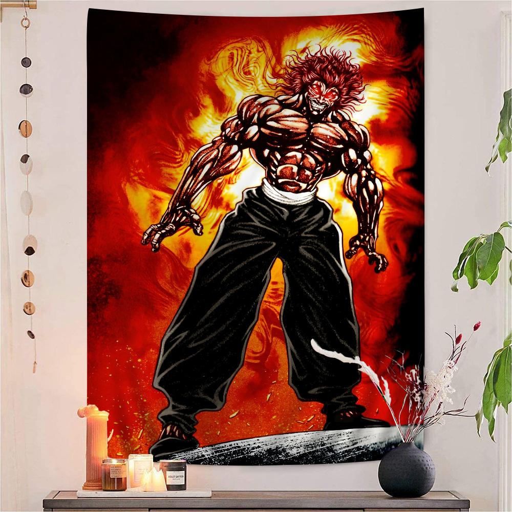 Japanese Anime Baki Hanma Colorful Tapestry Wall Hanging Hanging Tarot Hippie Wall Rugs Dorm Wall Art Decor