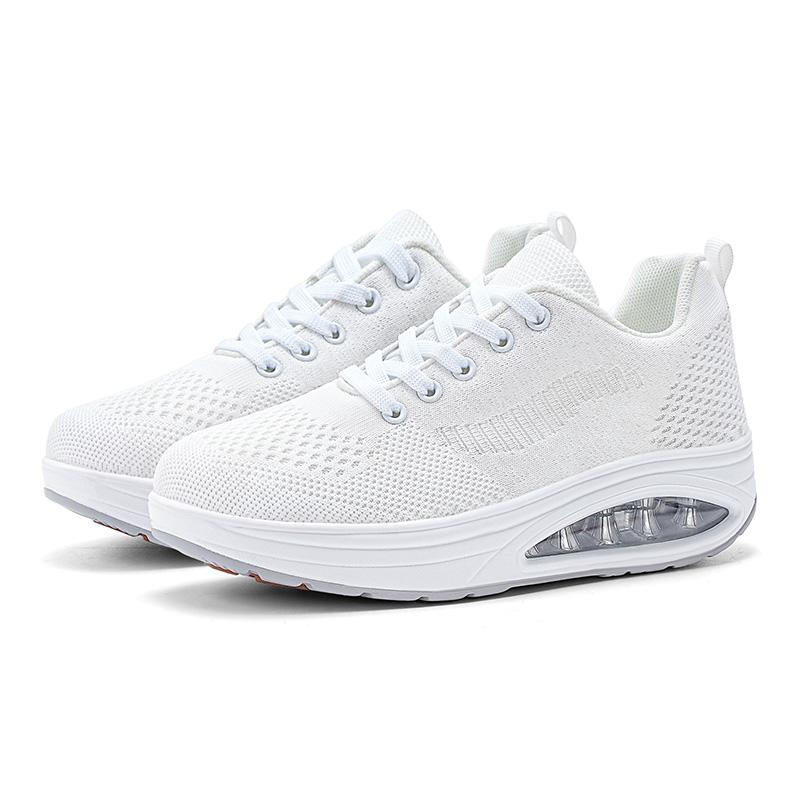 HOHO FAIR Women Shoes Women Platform Shoes Mesh Breathable Thick Soled Shoes Ladies Non-Slip White Sneakers