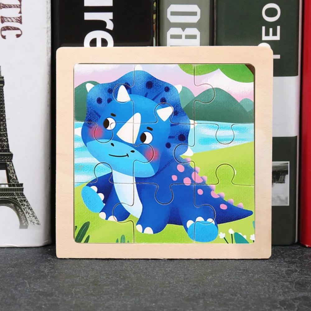 Baby Toys 3D Wooden Puzzle 11x11cm Cartoon Animal Vehicle Jigsaw Wood Puzzle Toys Educational Montessori Toys For Children