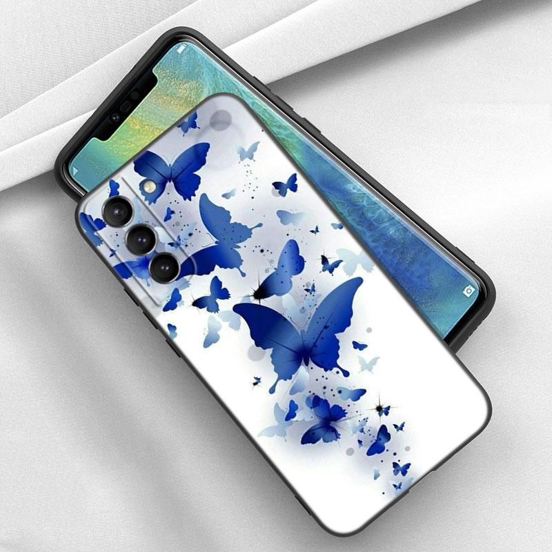 Blue Butterfly Phone Case For iPhone Samsung Galaxy Redmi Xiaomi Oppo OnePlus Note S A 7 8 9 10 11 12 13 14 20 21 22 23 53 54 Pro Max Plus Ultra