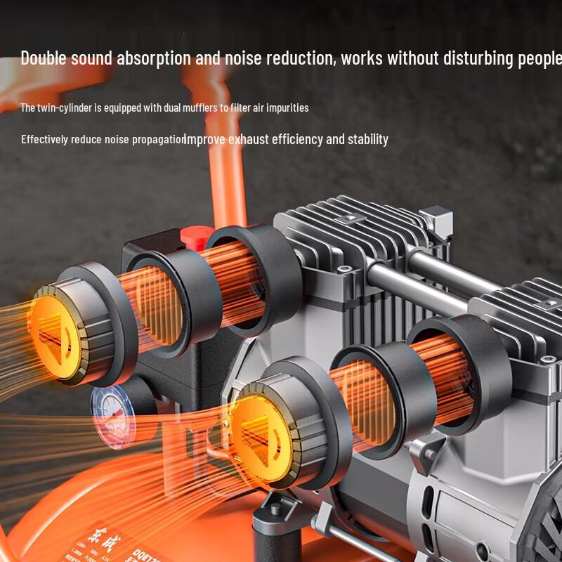 Dongcheng DQE1280-30L Oil-free Low-noise Air Compressor CN Plug (adapter Included)