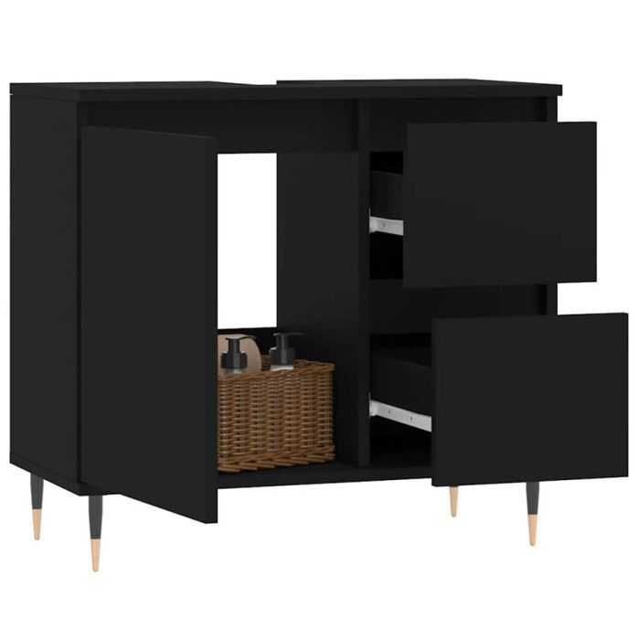VidaXL Bathroom Cabinet Black 65x33x60 Cm Engineered Wood 831597