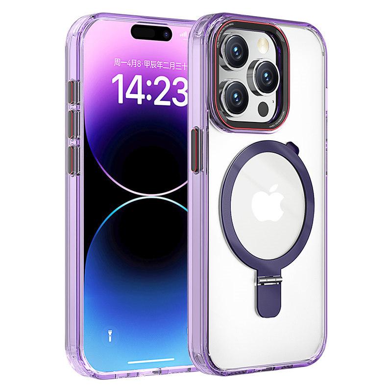 Luxury High Quality Transparent Acrylic Magnetic Stand Phone Case for iPhone 15 Pro Max 14 Plus 13 12 Pro 11 All-inclusive Drop Protection Cover