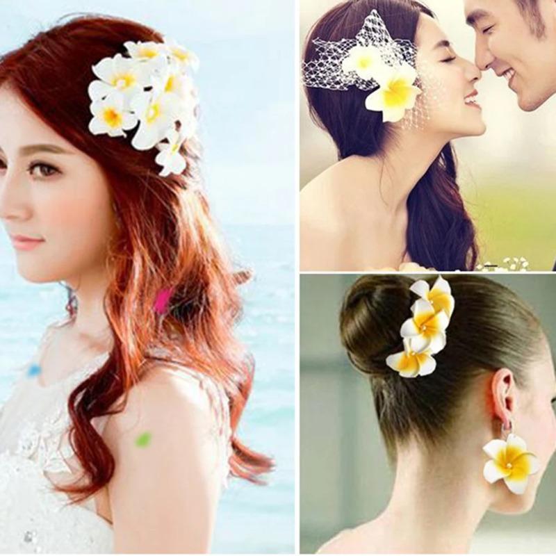 5Pcs Plumeria Flower Hair Clips for Women Girls Hairpins Egg Flower Barrette Hawaiian Wedding Party Bag Hat Accessories DropShip