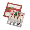 Christmas, Stainless Steel Spoon and Fork Set Santa Spoon Fruit Fork Tableware Gift Box
