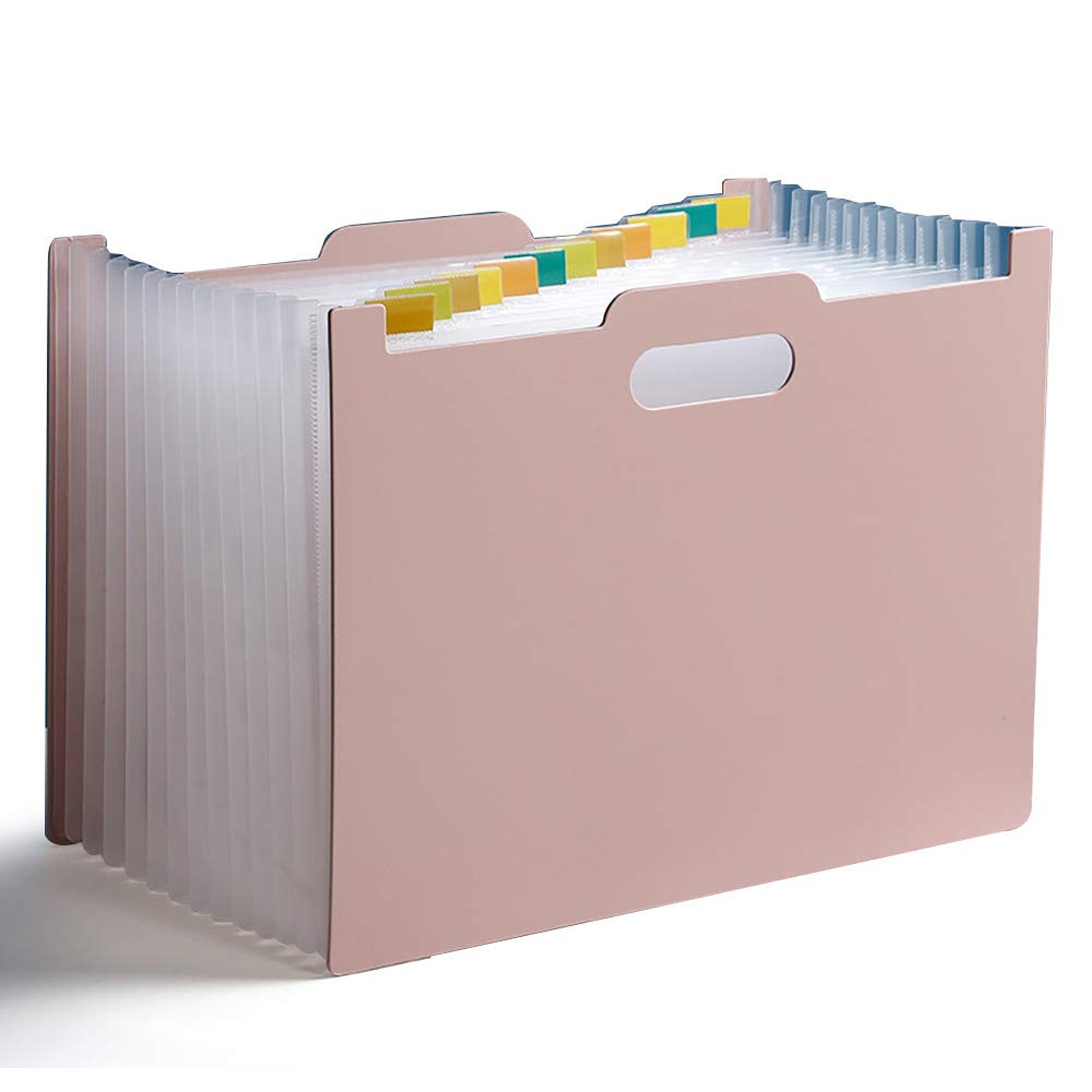 

Document File 13 Pockets A4 Document Case Document Stand File Box Office Organization Document Storage Free Standing (Pink)