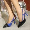 Liyke  Autumn New Sexy Slingback Shoes Women Pumps Cozy Leather Pointed Toe Back Buckle Strap Thin High Heels Mules Sandal