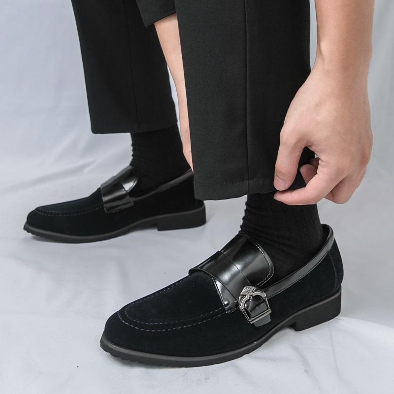 Fashion Luxury Fashion Designer New Pointed Suede Leather Casual Shoes For Men Brown Black Blue Loafter Formal Wedding Dress Homecoming