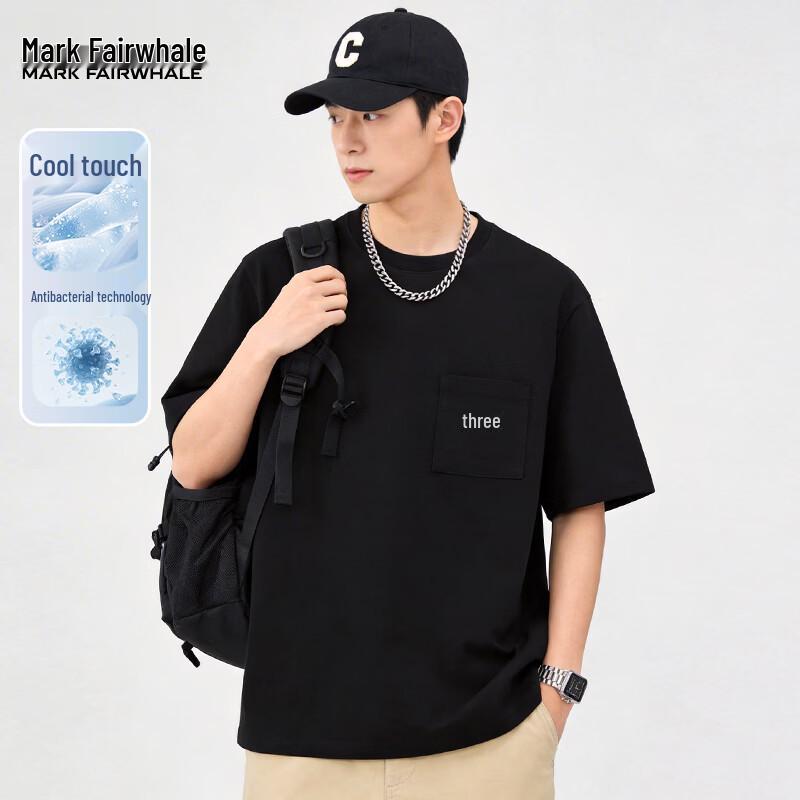 Мужская охлаждающая свободная футболка с карманом из лиоцелла Marc Jack XL чёрный
