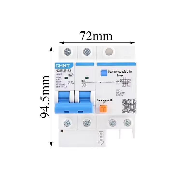 Chint 2P63A Air Switch with 32A RCCB for Three-Phase Electricity Protection and Household Circuit Breaking