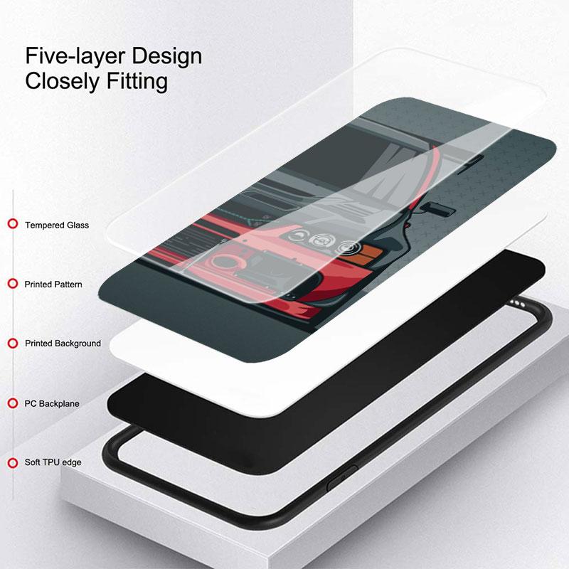 Carcasă din sticlă cu benzi desenate din Japonia JDM pentru mașini sport pentru Samsung Galaxy S22 S20 FE S21 Plus Husă pentru telefon S10 5G S9 Note 20 Ultra 10 Lite Shell