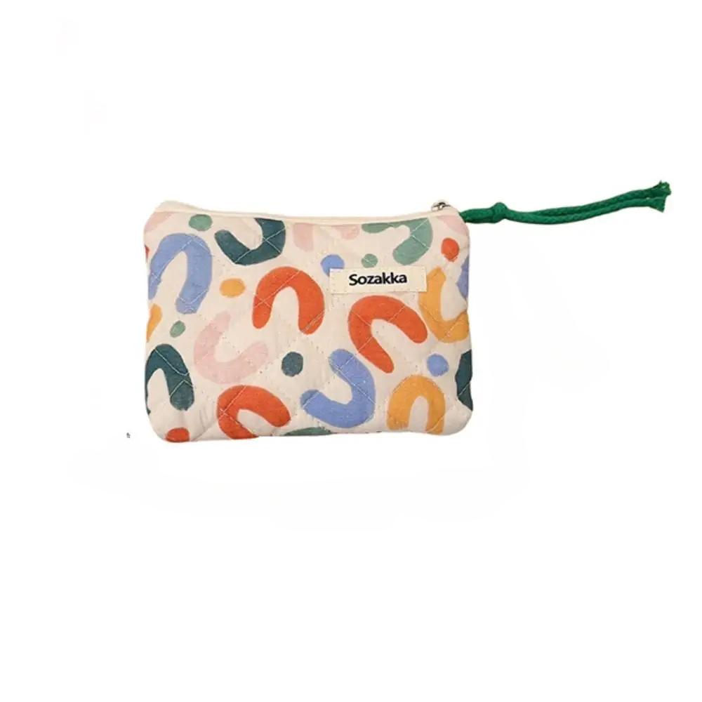 Fashion Small Fresh Cotton Coin Wallet Flower Pattern Zipper Coin Purses Lady MakeUp Bag Key Money Storage Bag