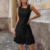 Summer new European and American solid color fashion temperament sleeveless large size women's dress