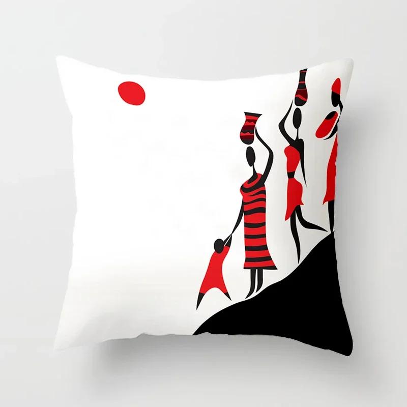 Home Decor Pillowcase African Style Pattern Sofa Decoration Cushion Cover Pillowcase Polyester Throw Pillow Funda De Almohada