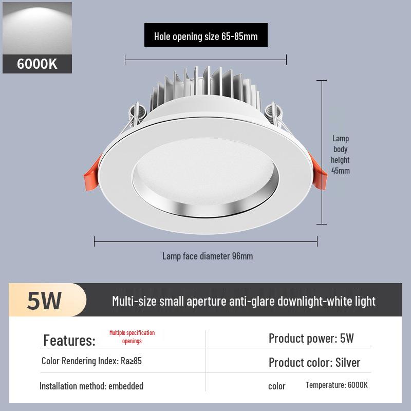 2-Inch Recessed Spotlight: Small Downlight for Ceiling In Living Room, Bullseye Hole Design, Opening Size 55.5cm X 606.5cm