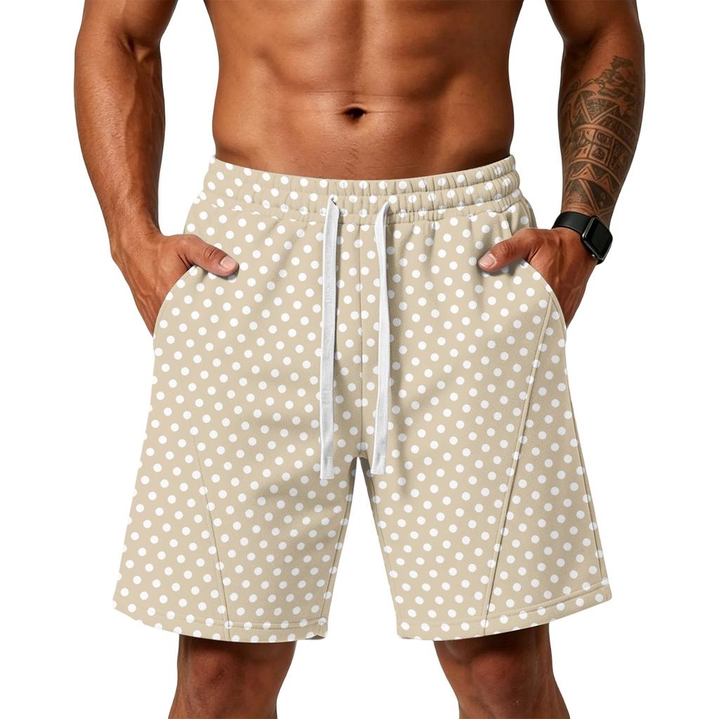 Men's Loose Fit Polka Dot Athletic Shorts with Pockets Elastic Waistband Drawstring for Training Gym Beach Casual Wear