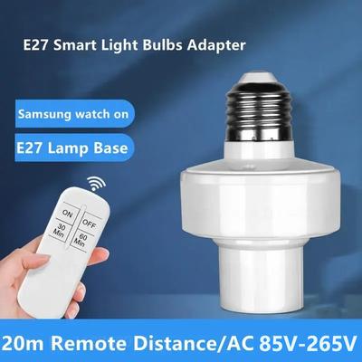 E27 Wireless Remote Control Light Bulb Socket Smart Switch LED Lamp Base with Timer ON/OFF for Room Chandelier Battery Powered