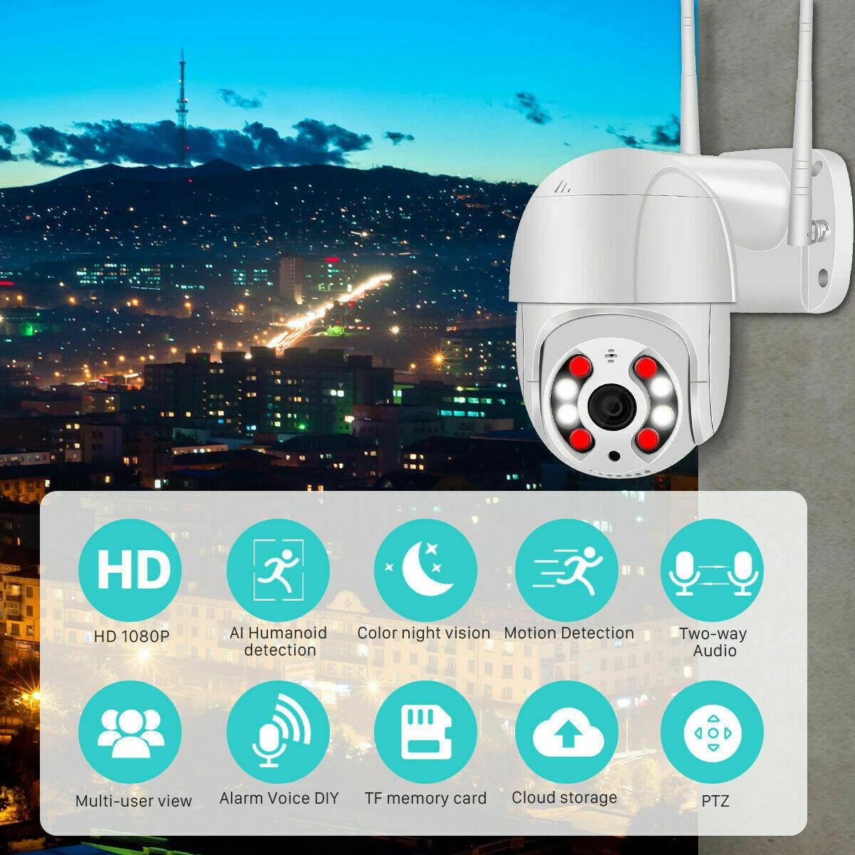 

1080P WIFI IP Camera Wireless Outdoor CCTV HD PTZ Smart Home Security IR Cam