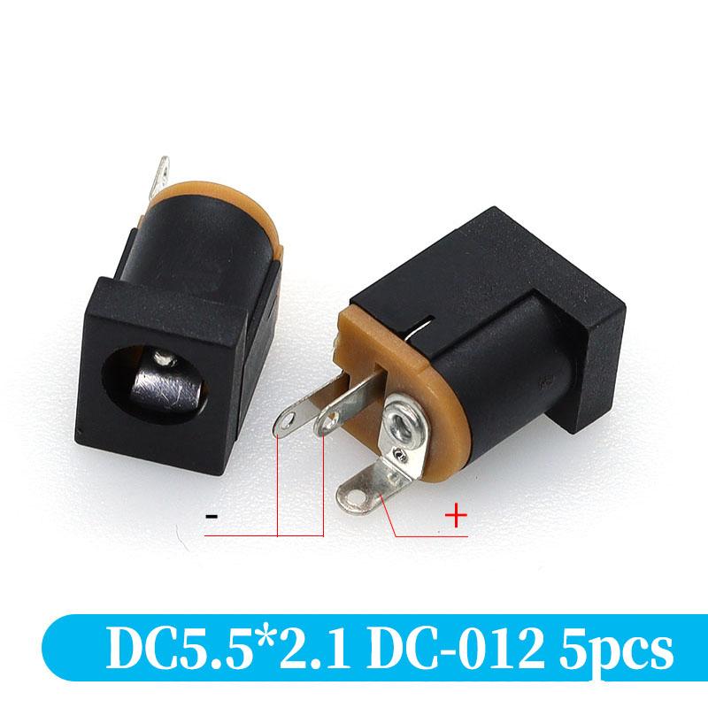 5PCS DC Power Connector pin 2.5x5.5mm Female Plug Jack + Male Plug Jack Socket Adapter PCB Mount DIY Adapter Connector 5.5x2.5