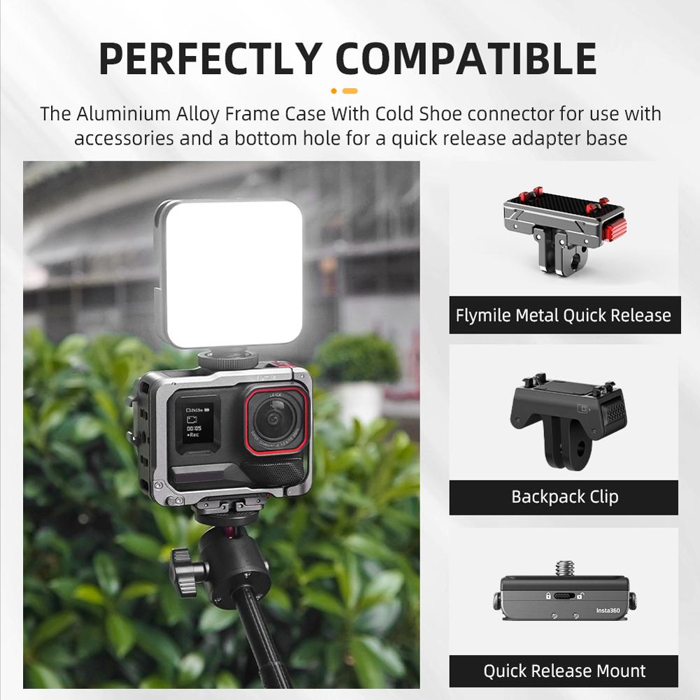 Aluminum Alloy Cage Quick Release Protective Frame Housing Shell Camera Cage for Insta360 Ace Pro/Insta360 Ace Pro 2 Camera