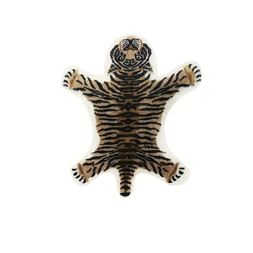 1pc Tiger Print Rug Faux Tiger Fur Non-Slip Mat Area Rug For Home Decor Animal Print Rug Carpet