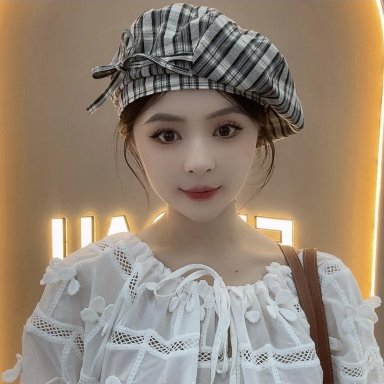 

Японская ретро восьмиугольная шляпа в черно-белую клетку, весна и осень, новая ветрозащитная и дышащая беретка, подчеркивающая лицо, маленькая литературная шляпа художника One Size