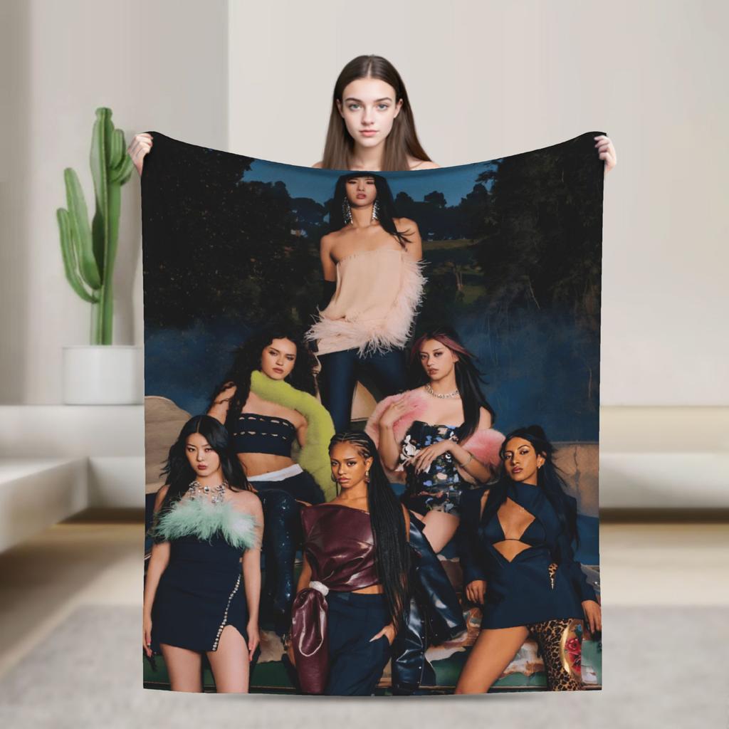 Katseye Kpop Flannel Blankets Winter Soft Durable Bedding Throws for Children Outdoor Graphic Bedspread Sofa Bed Cover