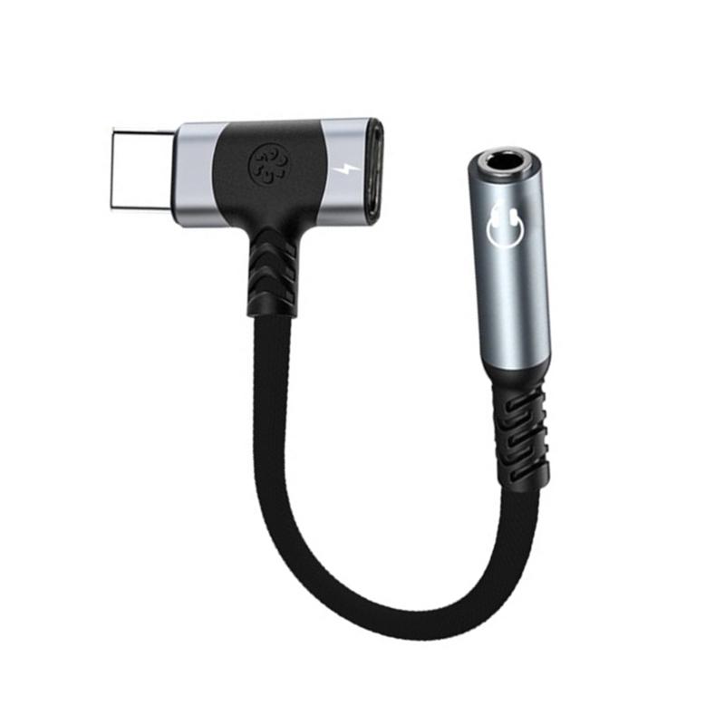 2 In 1 Type C To 3.5mm Extension Cable Fast Charging Portable for Headphone Mobile Phone Enhances Sound Output Quality