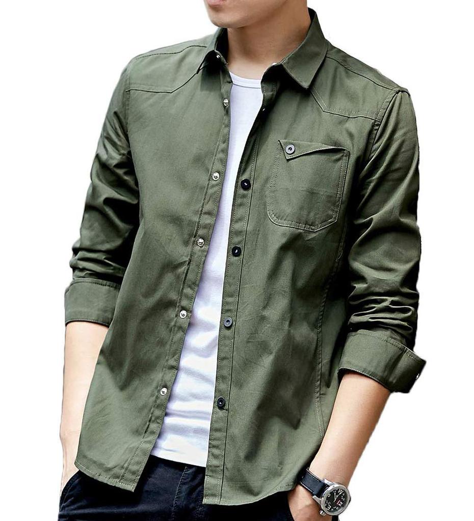 Amyni Red Stitch Oxford Long Solid Dress Shirt Men's Shirt, Casual, Simple, Sleeve, Stylish, Color, Spring, Autumn, Winter,