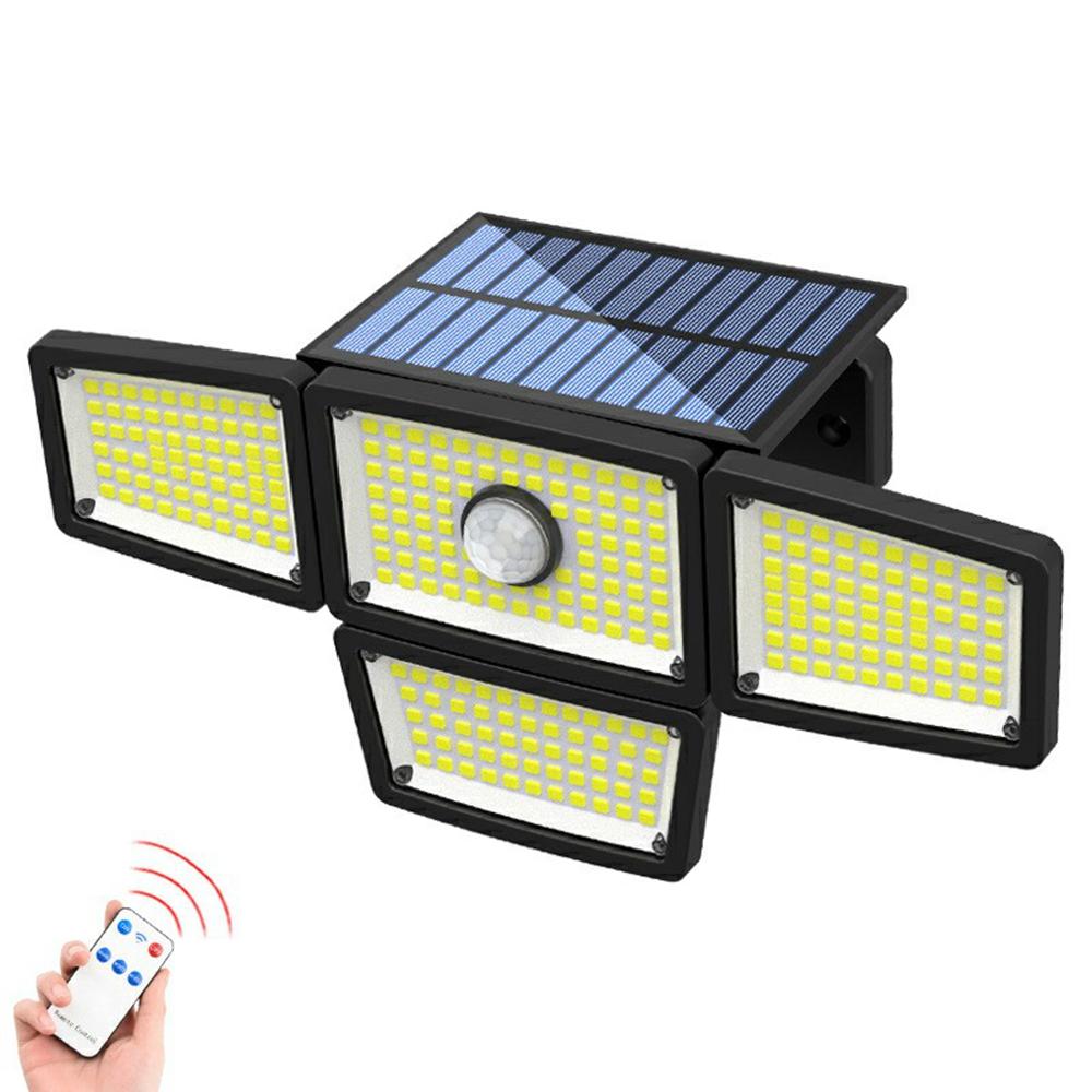 

TY108010 4 Heads Rotatable 283 LED Wall Light Outdoor Waterproof Solar Lamp for Garden Patio A