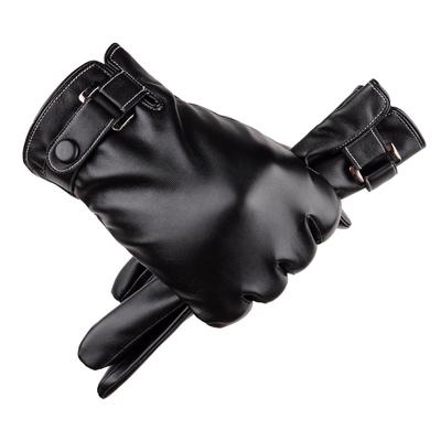 New Men's Autumn and Winter Leather PU Touch Screen Gloves