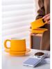 Minimalist Ceramic Coffee Cup & Saucer Set - Light Luxury for Home or Office
