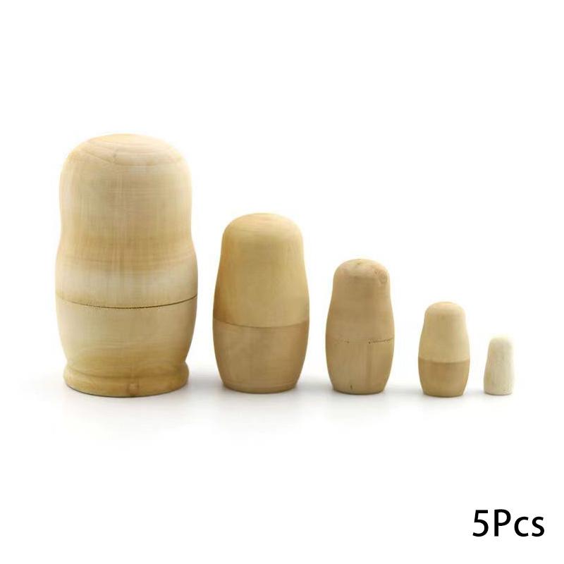 

Набор 5 шт. Деревянные детские подарки Русские матрешки Сделай сам Заготовки Пустые Неокрашенные Креативные