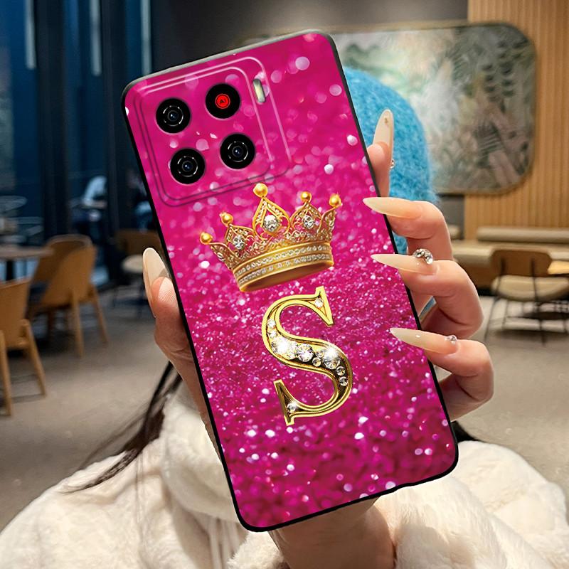For ZTE Blade A56 (Z2473)/Nubia A56 Luxury Crown Letter Case For ZTE Blade A56 Pro Soft Silicone Black Case Shockproof Shell