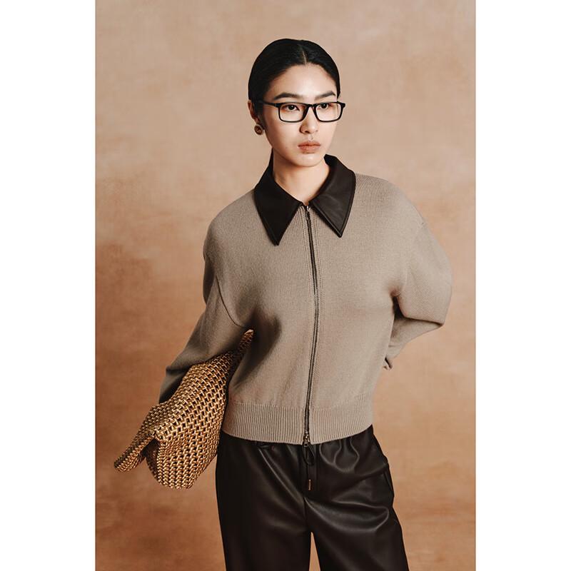 Gejin Women's Color-Block Polo Neck Knit Sweater