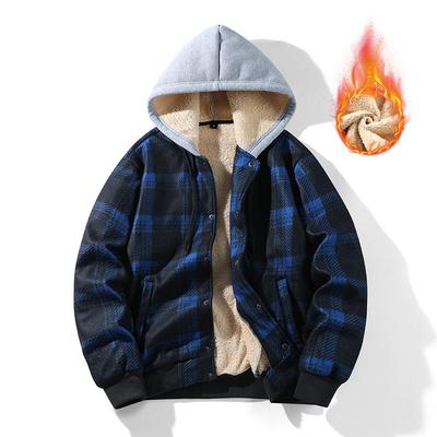 Herren Europäische Locker geschnittene Kapuzen Karo Jacke - Dick, Warm und Lässig für Outdoor-Sportarten (Ausgabe 2025)