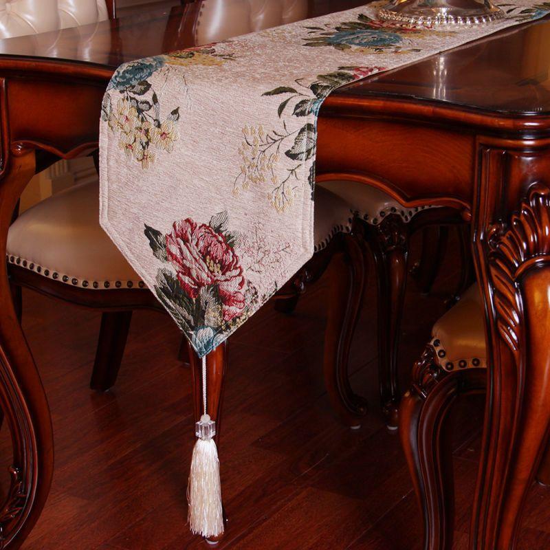 Europejski stół żakardowy, stolik do herbaty i szafka pod telewizor, antypoślizgowy długi ręcznik, koralikowy frędzel, wisiorek, dekoracja meblowa, obrus