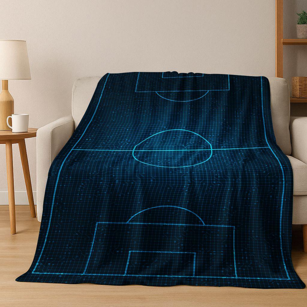 Green Black Football Field Stadium Art Flannel Blanket,Cozy Soft Throw Blanket for Home Bedroom Bed Sofa Picnic Cover Kids Gift