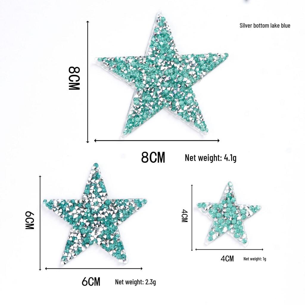 Colorful Star Rhinestone Stickers - 4cm DIY Mixed Hotfix for Shoes, Bags, Clothing