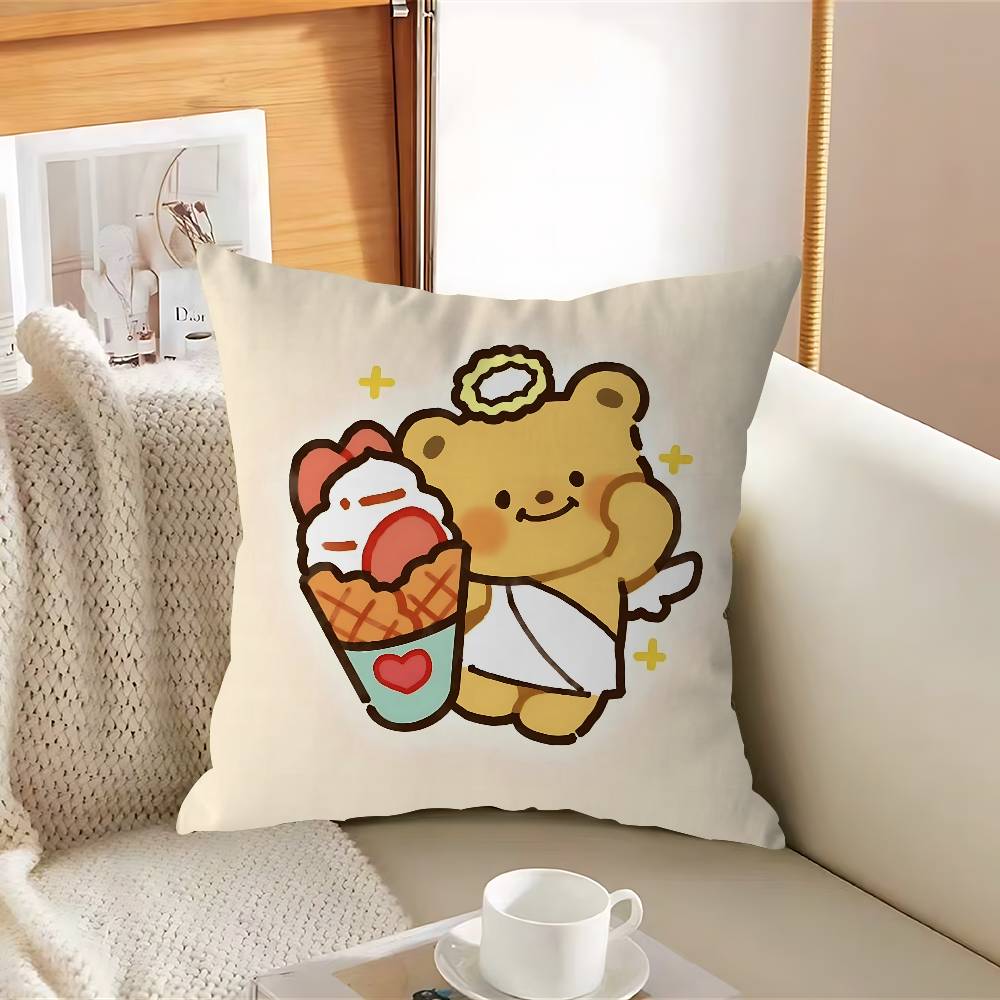 CUTE Butter Bear Pillowcase Toon Gift Cushion Cover Bedroom Home Sofa Chair Seat Decor Pillow Case